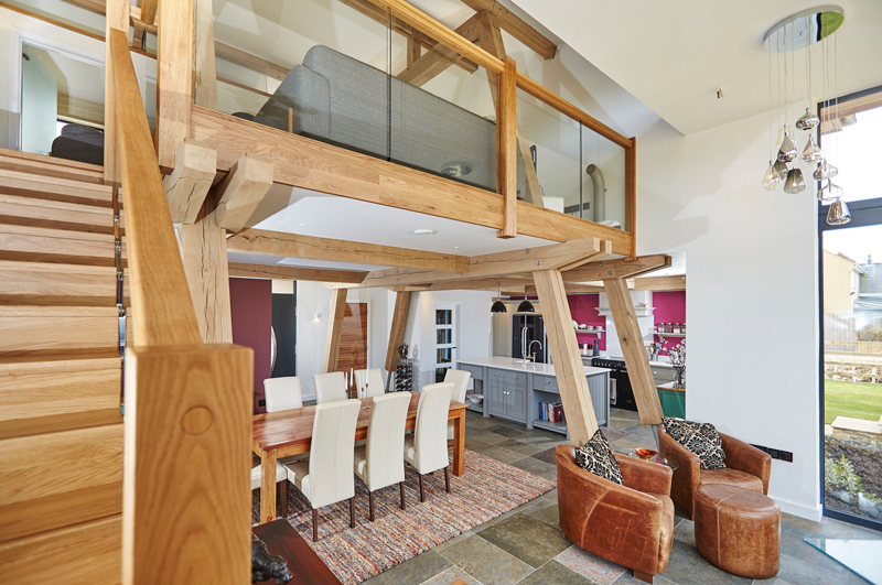 Modern oak-framed home interior